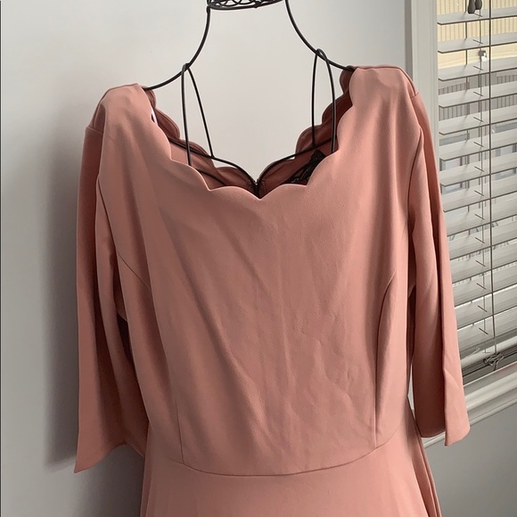 Blush Pink Scalloped Midi Dress - Picture 2 of 5